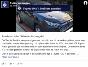 Politie post op Facebook