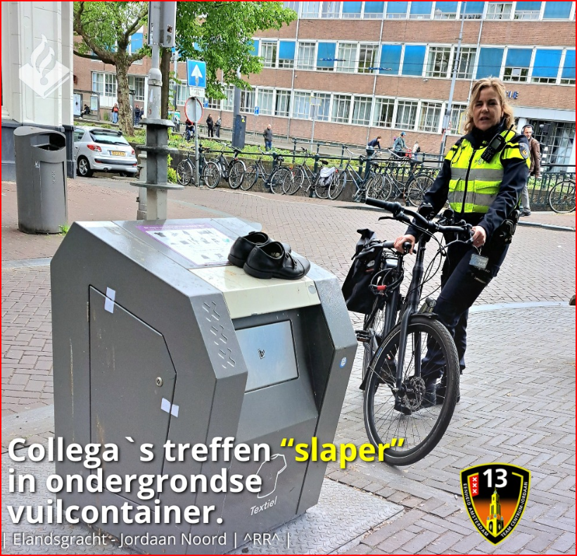 Politie haalt man uit ondergrondse vuilcontainer die daar wil gaan slapen