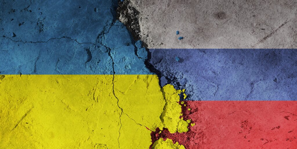 Rusland Oekranie vlaggen