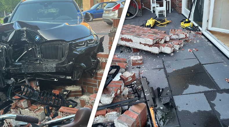 Bmw botst tegen een muur