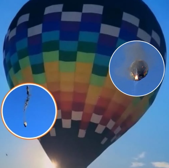 Vlammen in de lucht: 22 mensen springen uit brandende luchtballon