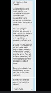 sms bericht trump en rutte