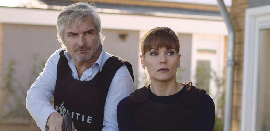 Wolfs en Eva op de set
