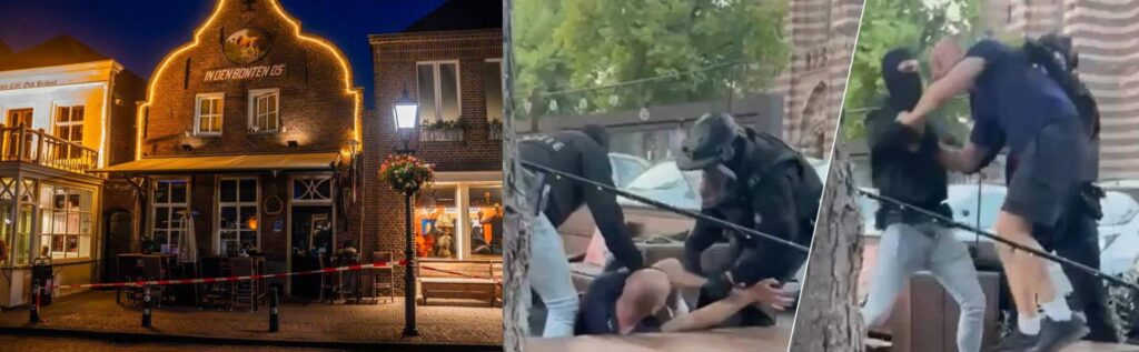 Politie aanhouding bij een cafe