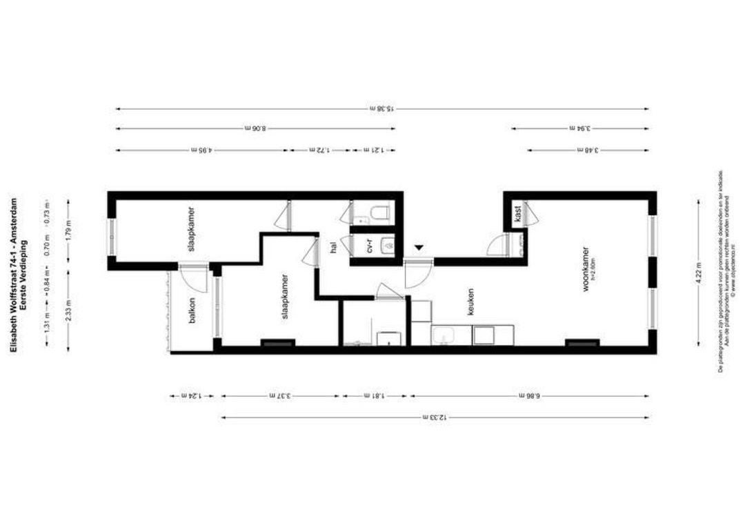 appartement Elisabeth Wolffstraat Amsterdam - Afbeelding 2