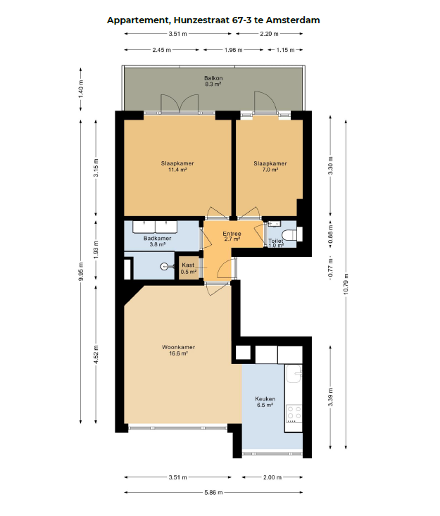 appartement Hunzestraat Amsterdam - Afbeelding 4